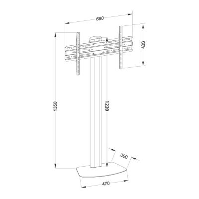 3. TECHLY LED/LCD-TV-Bodenständer 32-55 Zoll 40 kg