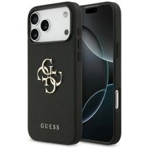 Guess Grained Big 4G & Classic Logo Hülle für iPhone 17 Pro Max - Schwarz