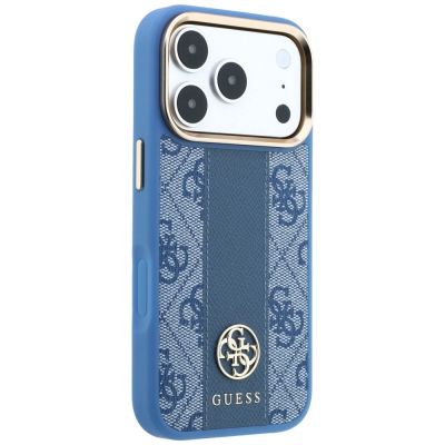 4. Guess 4G MagSafe Hülle mit gestreiften, runden und klassischen Logos für iPhone 17 Pro Max / 18 Pro Max – Blau