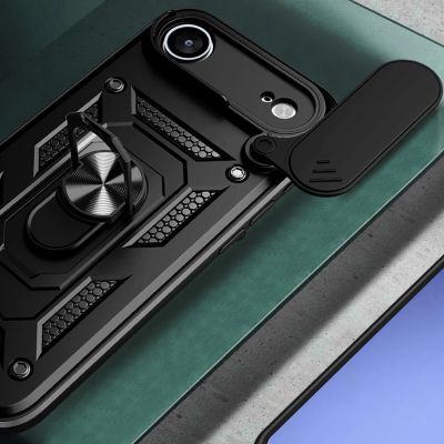 3. Hybrid Armor Camshield iPhone 17 Air Hülle mit Ständer und Kameraabdeckung - Schwarz