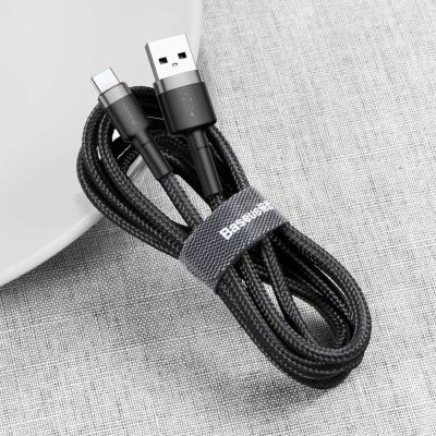 4. Baseus Cafule USB-A / USB-C QC 3.0 3A Kabel 0,5 m - Schwarz und Grau