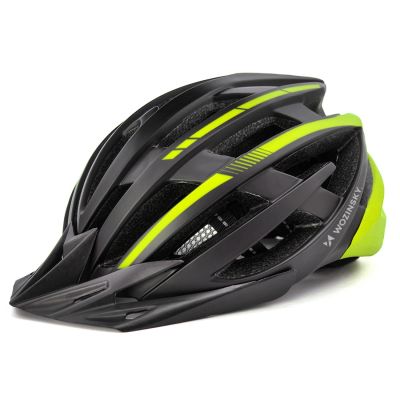 6. Wozinsky MTB-Fahrradhelm mit abnehmbarem Visier und USB-Rücklicht, Größe M – Schwarz und Gelb