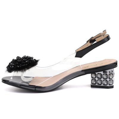 3. Transparente schwarze Sandalen mit Zierabsatz D&A MR62-9100