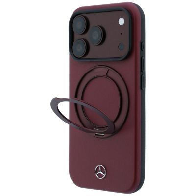 2. Mercedes Leather with Ring Stand MagSafe Hülle für iPhone 18 Pro / 17 Pro – burgunderrot