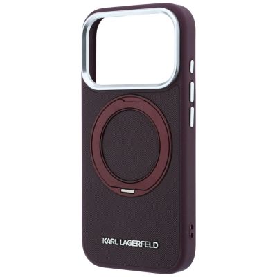 6. Karl Lagerfeld Ring Stand 360 Saffiano Classic Logo MagSafe Hülle für iPhone 18 Pro Max / 17 Pro Max - bordeauxrot