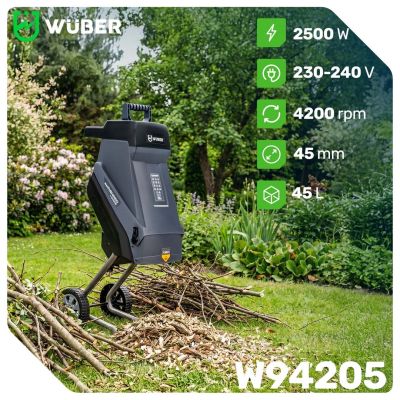 8. Elektrischer Asthäcksler 2500W 45L W94205 WUBER