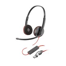 Poly Blackwire 3220 Stereo-USB-C-Headset + USB-C/A-Adapter
