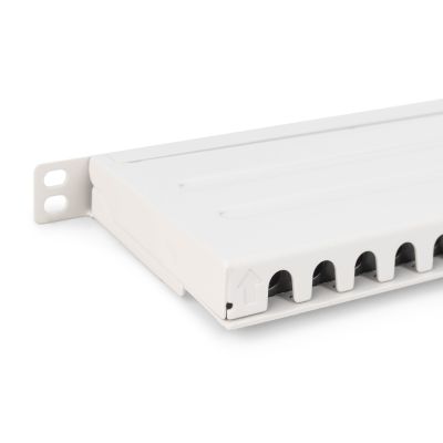 19. Hochdichtes Patchpanel 19 Zoll, 24x RJ45, LSA-Level, Cat. 6A, geschirmt, 0,5 HE, grau, Kabelführung