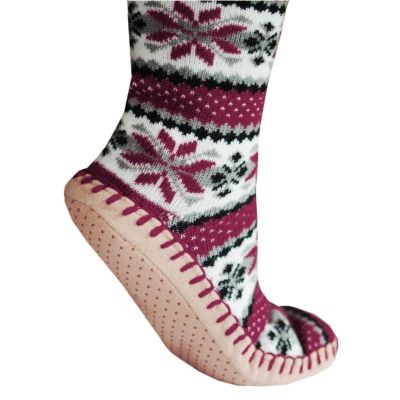 22. GLOVII BEHEIZBARE HAUSSCHUHE MIT SOCKEN, GRÖSSE 40-44, NORWEGISCHES MUSTER, INKLUSIVE BATTERIEN UND LADEKABEL, GQ5L