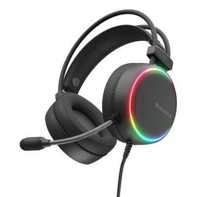 3. GENESIS NSG-2307 Kabelgebundenes Gaming-Headset mit Kopfbügel, USB Typ-A, Schwarz