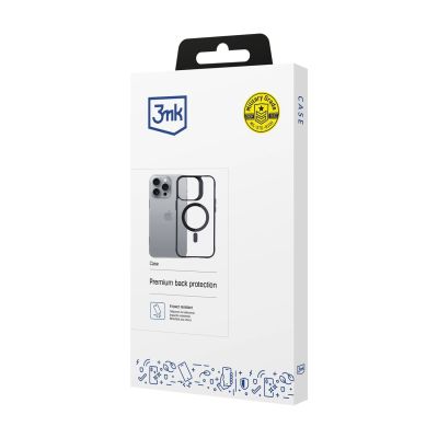 6. 3mk Satin Armor MagCase Hülle mit MagSafe für iPhone 16 Pro – transparent mit schwarzem Rahmen