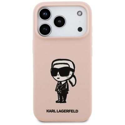 3. Karl Lagerfeld Silikonhülle mit Karl-Skizze und Logo (MagSafe) für iPhone 17 Pro Max – Pink