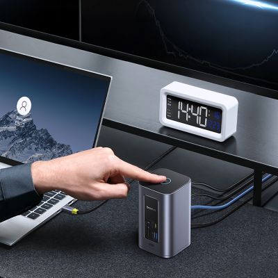 12. Baseus NU1 Air Spacemate Hub 12-in-1 USB-C Dockingstation – 2x HDMI 4K@60Hz, 2x USB-C 10 Gbit/s, 2x USB-A 5 Gbit/s, 2x USB-A (480 Mbit/s), RJ45, SD/microSD 3.0, USB-C (PD) – Grau