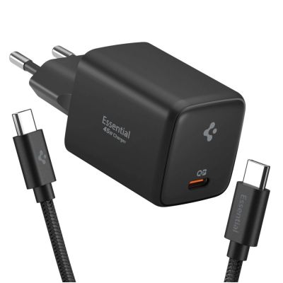 Spigen EE451EU Essential USB-C 45W Wandladegerät – Schwarz
