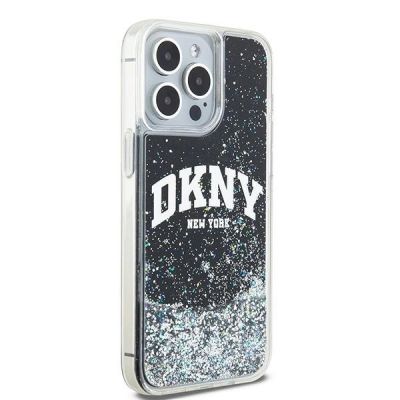 4. DKNY Liquid Glitter Big Logo Hülle für iPhone 15 Pro Max – Schwarz
