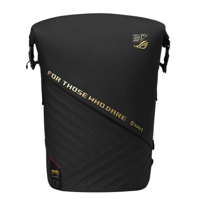 12. ASUS ROG SLASH Backpack Edition 20 Roll-Up Rucksack Schwarz Polyester, gewachstes Leder (zum Hochziehen)