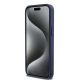 5. DKNY Lederhülle mit Monostreifen und Metalllogo für iPhone 15 Pro Max – Blau