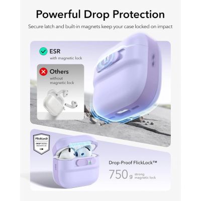6. Hülle ESR Pulse HaloLock MagSafe für Apple AirPods 4 / 5 - violett