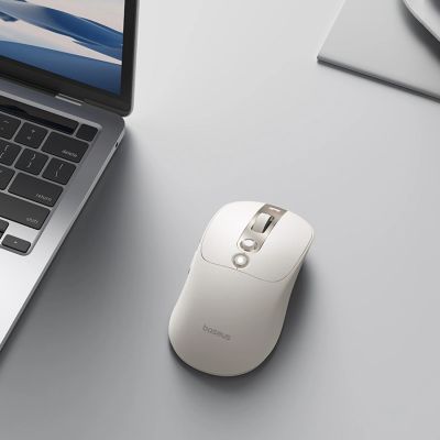 9. Baseus Editor Kabellose Computermaus mit 800-mAh-Akku und Akkuanzeige – Weiß