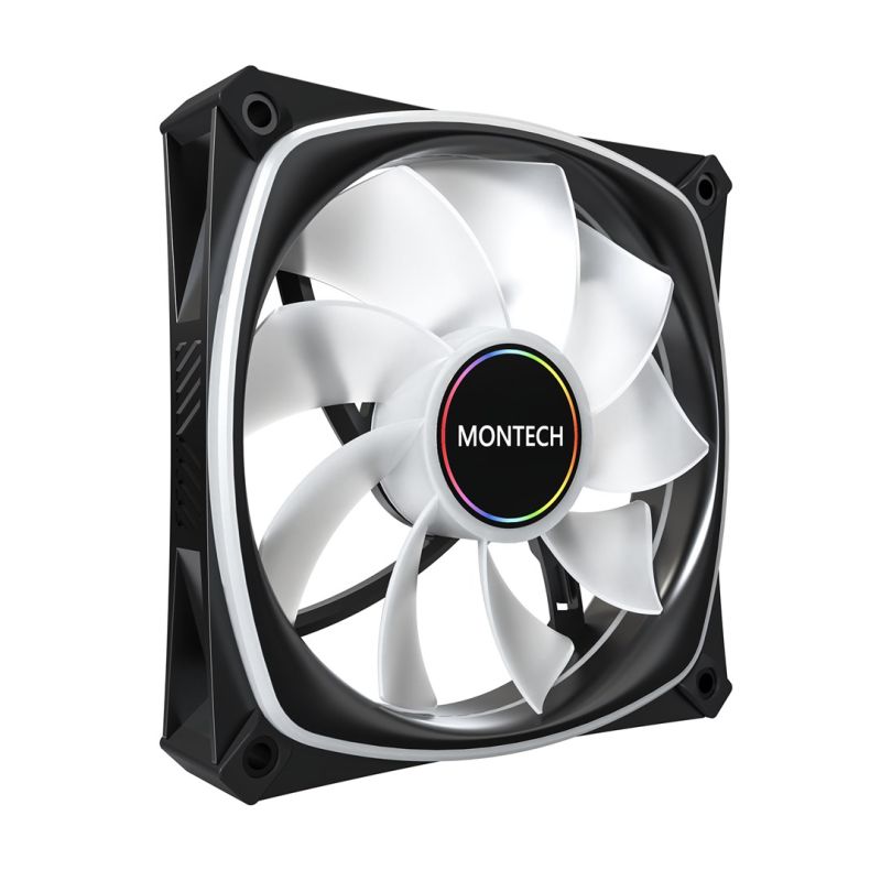 3. Montech RX120 PRO Computergehäuselüfter 12 cm Weiß 3 Stück.