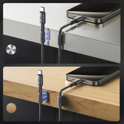 4. Joyroom S-A50 Unlimited Series 60W USB-C – USB-C-Kabel mit magnetischem Organizer 1,2 m – Grau