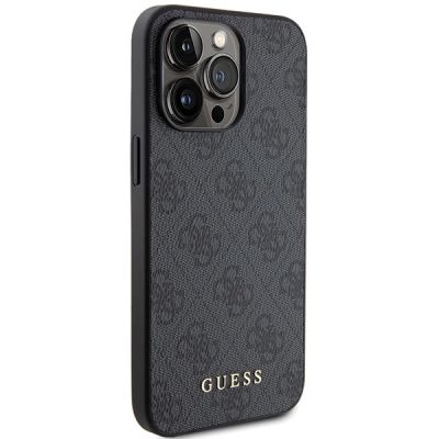 4. Guess 4G Metal Gold Logo iPhone 15 Pro Hülle - Grau