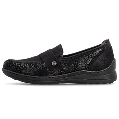 3. Bequeme schwarze Damenmokassins von Rieker, Modell 48968-00