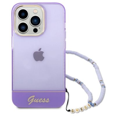 2. Guess GUHCP14XHGCOHU iPhone 14 Pro Max 6,7" lila/lila Hartschale mit durchscheinendem Perlenarmband