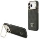 Guess 4G PU Dreieck-Logo & Standkamera Magsafe Hülle für iPhone 17 Pro Max - Schwarz