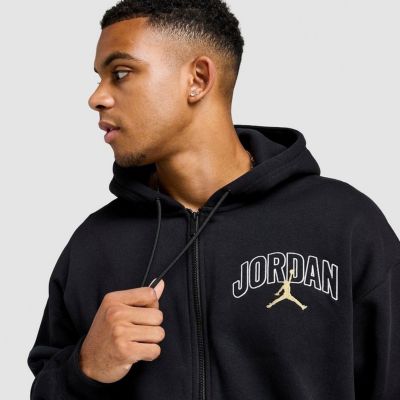 2. Air Jordan Brooklyn Fleece-Kapuzenpullover mit durchgehendem Reißverschluss, Schwarz - IB7908-011