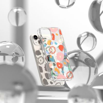 3. Ringke Fusion Design Armoured Sleeve Cover mit Gelrahmen für iPhone 14 Plus transparent (Floral) (FD637E31)
