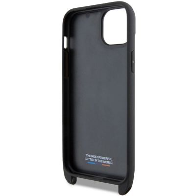 6. BMW M Edition Carbon Stripe & Strap Hülle für iPhone 15 Plus / 14 Plus – Schwarz