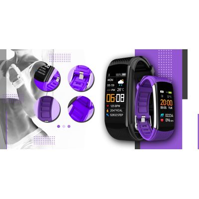 3. GIEWONT Smartwatch in Schwarz und Lila mit 2 Armbändern GW200-3