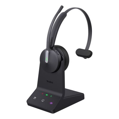 Yealink WH64 Mono UC Headset Kabelloses Kopfbügel-Headset für Büro/Callcenter USB Typ-C Bluetooth Schwarz