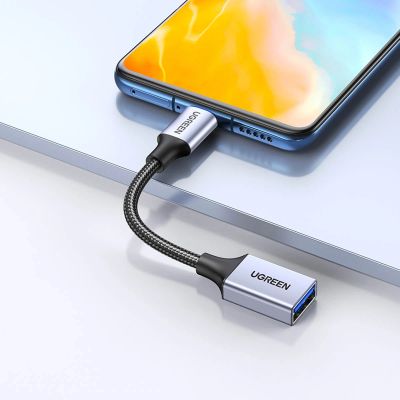 12. Ugreen OTG Adapterkabel USB-C (männlich) - USB-A (weiblich) 5Gb/s 0,15m schwarz (US378)