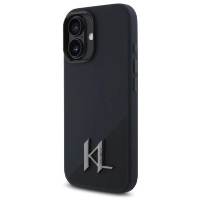 2. Karl Lagerfeld Silikon Shadow Metal Initial MagSafe Hülle für iPhone 16 – Schwarz