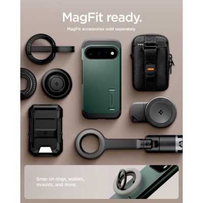 13. Spigen Tough Armor Mag MagSafe Hülle für Google Pixel 11 – Dunkelgrün