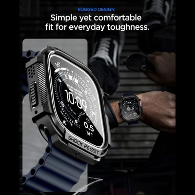 7. Spigen Rugged Armor Schutzhülle + 9H-Hartglas für Apple Watch Ultra 49 mm – Mattschwarz
