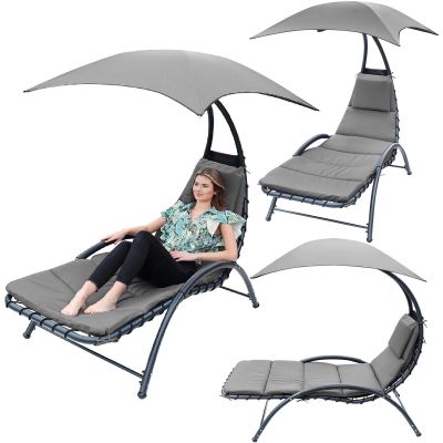 BERGAMO Sessel mit Sonnenschirm 200x125x180cm Grau