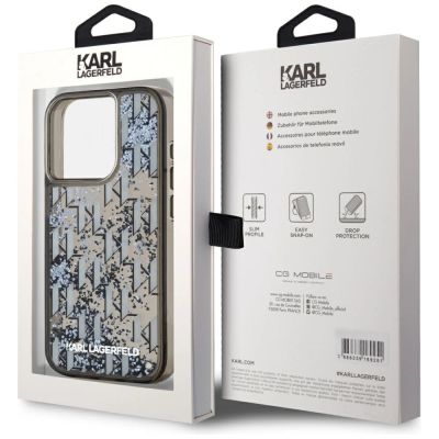 8. Karl Lagerfeld Liquide Glitter Monogram Gradient iPhone 15 Pro Hülle - Schwarz