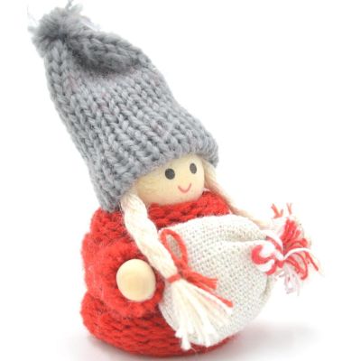25. Dekorative Puppe mit Tasche, rotes Mädchen, 7,5 cm