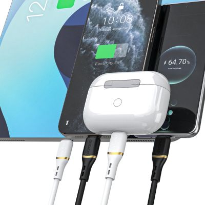 3. Dudao L25X USB-C - Lightning Kabel 1 m 30 W mit weichem Silikongeflecht - Schwarz