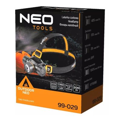 2. Neo Tools 2000LM CREE XHP50.2 LED-Stirnlampe mit wiederaufladbarem USB-Anschluss