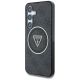9. Guess 4G Glitzer Dreieck Knöpfe MagSafe Hülle für Samsung Galaxy S25 Plus Schwarz