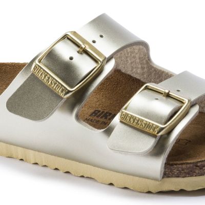 3. Birkenstock Arizona Kids Birko-Flor Electric Metallic Gold Schmale Flip-Flops (1014841)