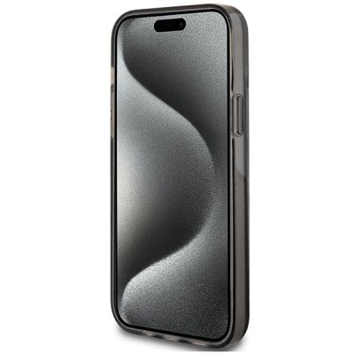 5. Guess Liquid Glitter Gold Stripes Hülle für iPhone 15 Plus / 14 Plus – Schwarz