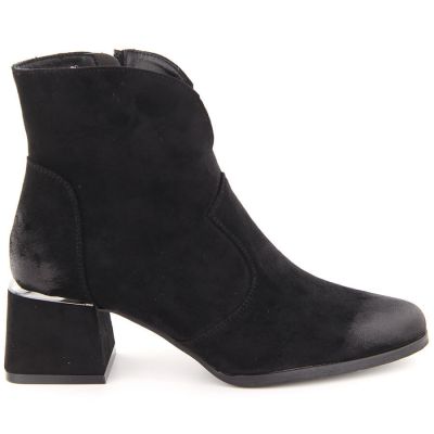 4. Schwarze Wildleder-Ankle-Boots mit hohem Absatz für Damen, Potocki 12422