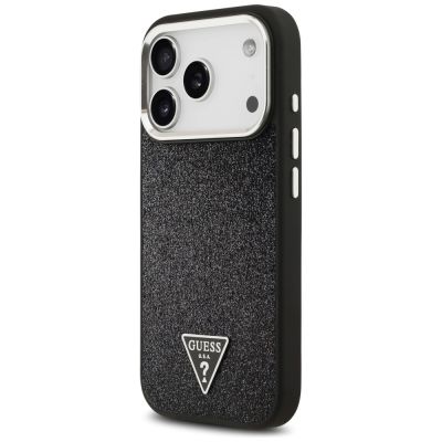 2. Guess Glitter Triangle Logo MagSafe Case für iPhone 17 Pro - Schwarz