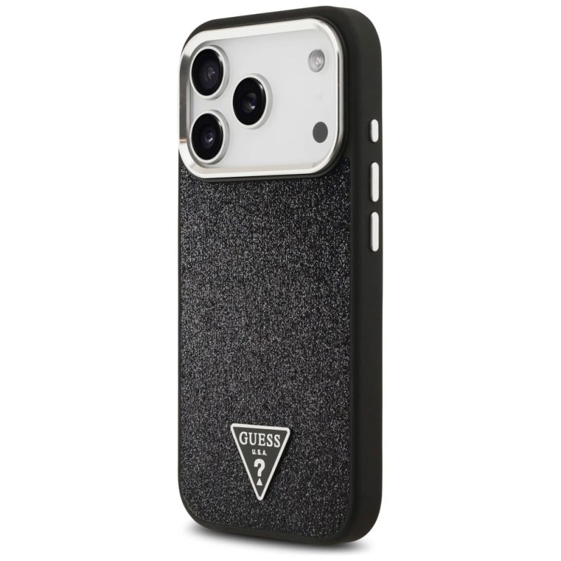 2. Guess Glitter Triangle Logo MagSafe Case für iPhone 17 Pro - Schwarz