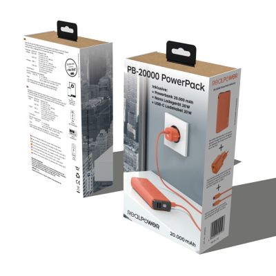 5. RealPower Powerbank PB-20000 Orange Set 20.000 mAh